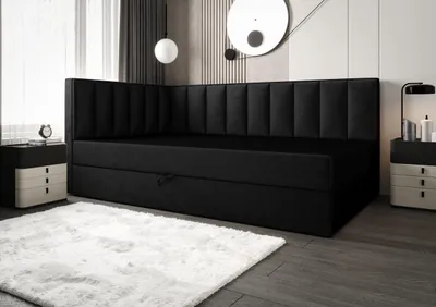 Produktbild von Adelle rechts oder links 90 cm 120 cm B&B Home Boxspringbett Adelle rechts oder links, 90x210 cm, Schwarz, ruhige Formensprache und wohnliche Ausstrahlung fürs Schlafzimmer