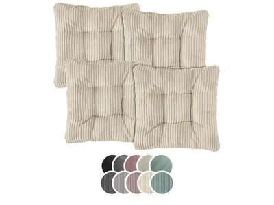 Immagine prodotto di XDREAM set di 4 cuscini per sedia in velluto a coste | 38 x 38 x 6 cm | beige | cuscino per giardino, cucina e sala da pranzo