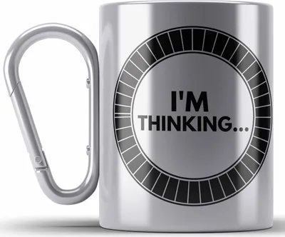 Produktbild von Trendation - Lustige Gamer Edelstahl Tasse Karabiner Zocker Geschenk Gamer Gamergirl Geschenkidee Geburtstag I'm Thinkin (Silber)