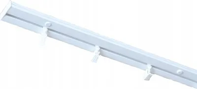 Produktbild von 1- läufig 150 cm Gardinenstange Innenschiene Decke weiße Schiene Vorhangschiene Gardinenschiene, Innenlaufrollen mit Faltenhaken