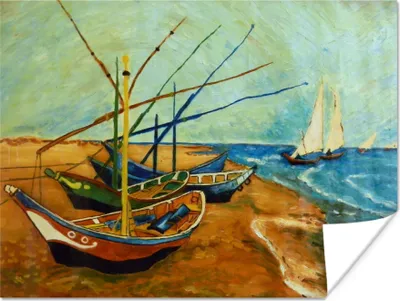 Produktbild von MuchoWow® Poster Fischerboote am Strand - Vincent van Gogh 160x120 cm - Foto Plakat