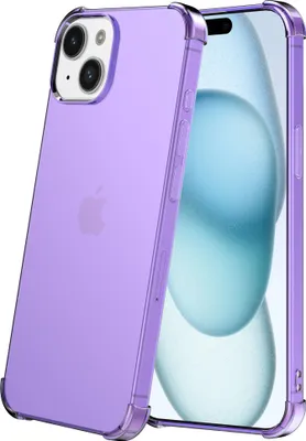 Produktbild von Handyhülle passend für iPhone 15 - Transparente stoßfeste Silikonhülle mit Bumper - Lila