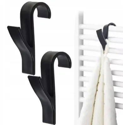 Produktbild von Heizkörperhaken – Heizkörperhaken – 4 Stück – Handtuchhaken – Schwarz – 10 cm – Kunststoff – praktischer Haken für Ihren Heizkörper – CHPN