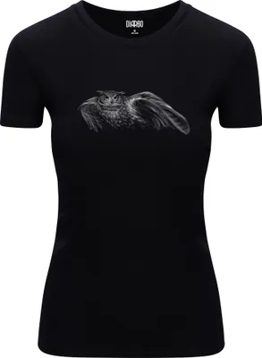 Produktbild von Diarbo Damen T-Shirt mit Aufdruck Wildtierporträts Fliegende Eule Schwarz Gr.XXL