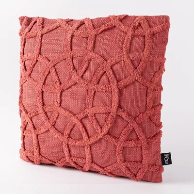 Produktbild von Kissen mit 3D Reliefdessin Kreise rosenholz rot 45x45cm