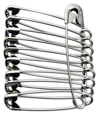 Sicherheitsnadeln, extra groß, 55 mm, 10 Stück, Silber, Edelstahl
