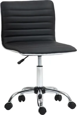 Produktbild von Höhenverstellbarer Salonstuhl mit Rückenlehne, Drehstuhl, Metall, Kunstleder, 48 x 52 x 78-90 cm, Schwarz