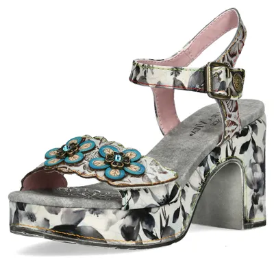 Produktbild von Laura Vita Damen Sandalette Plateau Floralprint Blockabsatz HECALO 12, Größe:41 EU, Farbe:Grau