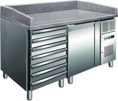 Produktbild von KBS Pizzakühltisch Granitarbeitsplatte mit 7 Schubladen und 1 Tür 1515x800x100mm