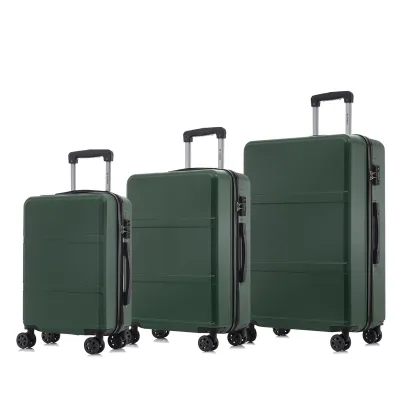 Produktbild von Premium Reisekoffer TSA-Schloss,YKK-Reißverschluss Hartschalen-Koffer Trolley Kabinenkoffer Rollkoffer Suitcase Handgepäck (Dunkelgrün, M-L-XL-Set)