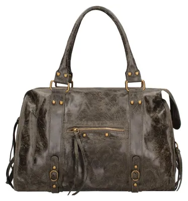 Produktbild von Elara Damen-Schultertasche aus echtem Wildleder Blau Italy Blue Jeans UNICA 41x28x13 cm