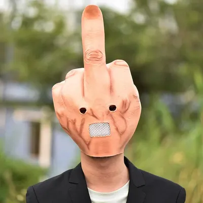 Produktbild von Mittelfinger Latex Maske Kopfbedeckung Halloween Streich Kostüm Requisite Bar Party Lustige Verkleidung
