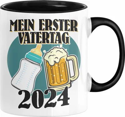 Produktbild von Erster Vatertag 2024 Geschenk Tasse Lustige Geschenkidee 1. Vatertag (Schwarz)