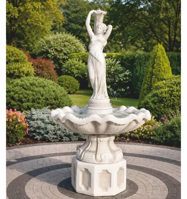 Immagine prodotto di Casa Padrino Fontana barocca bianca Ø 89 x H. 192 cm - Fontana da giardino in stile retrò