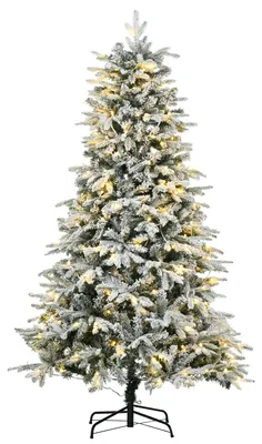 Produktbild von HOMCOM Künstlicher Weihnachtsbaum mit Leuchte, 180 cm Kunsttanne mit Kunstschnee