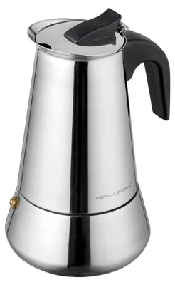 Immagine prodotto di Caffettiera espresso FLORINA in acciaio inossidabile da 9 tazze (450 ml) I Caffettiera da fornello LINDA I Caffettiera espresso in acciaio inossidabile con manico sagomato I Adatta a tutti i tipi di fornelli e all'induzione