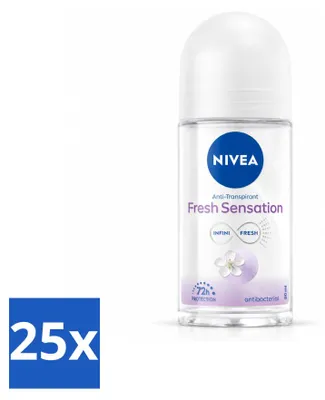 Imagen del producto de 25 unidades de desodorante roll-on NIVEA Fresh Sensation, 50 ml. Paquete económico