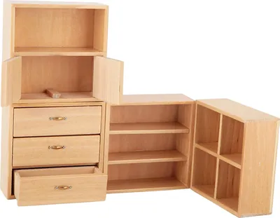 Image de 1:12 Mini-armoire en bois Meubles de salon Chambre à coucher Armoire pour maison de poupée (Burlywood)