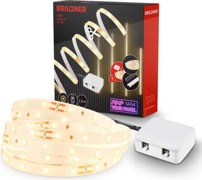Obrázek produktu pro Briloner Pimp your Panel LED Strip, základní sada WW, Pimp your Panel, ovladač, kabelový spínač, bílá, 260 x 1 cm