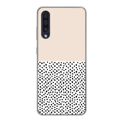 Produktbild von MuchoWow® Handyhülle Schutzhülle Hülle für Samsung Galaxy A30s Polka dots - Weiß - Schwarz Silikon Softcase Handy Hülle - Karteninhaber