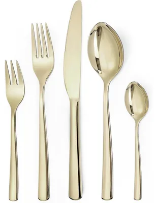 Productafbeelding van Besteekset, 30-delig, voor 6 personen. Champagnegoud, roestvrij staal, hoogglanzend gepolijst, vaatwasmachinebestendig