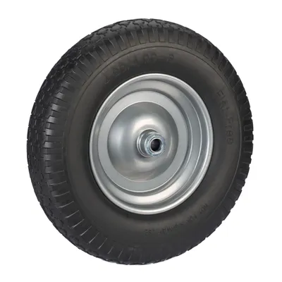 Produktbild von Relaxdays Schubkarrenrad 4.00-8, Vollgummi, Stahlfelge, Ersatzrad Schubkarre, pannensicher, Traglast 100kg, schwarz/grau