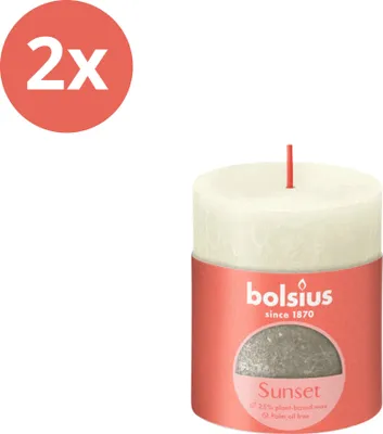 Obrázok produktu pre Bolsius - Rustikálna sviečka - Fading Metallic - 80/68 - 1 kus v balení - Soft Pearl + Champagne - Hodnotné balenie - 2 kusy