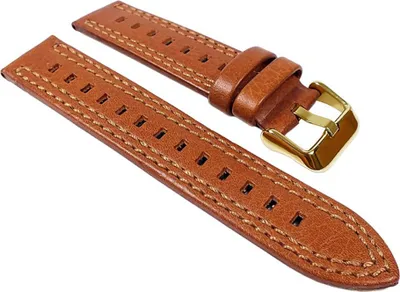 Produktbild von Uhrenarmband Kalbsleder Braun mit Doppelnaht 23400G, Stegbreite:24mm