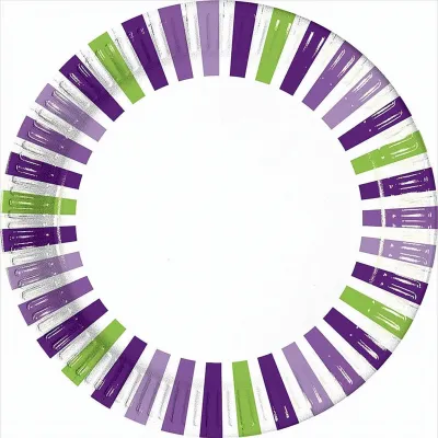 Produktbild von 10 x Traubefarbene Streifen Pappteller - Groß 23cm