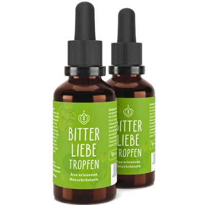 Produktbild von BitterLiebe Bitterstoffe Tropfen Original - 2x 50 ml, vegan, aus Deutschland