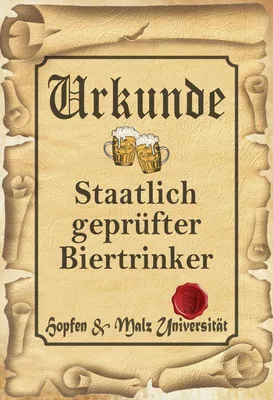 Produktbild von vianmo Holzschild 30x20 cm Bier Urkunde er Biertrinker