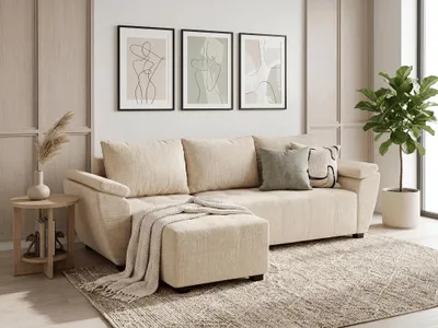 Zdjęcie produktu dla Narożnik LIVARO z funkcją spania 251x140, kremowy
