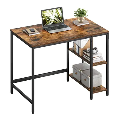 Zdjęcie produktu dla VASAGLE biurko komputerowe z 2 półkami Biurko 100 x 75 x 50 cm vintage brązowe