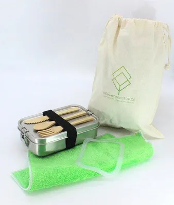 Productafbeelding van RVS Lunchtrommel - Lunchbox van Roestvrij Staal voor Kinderen en Volwassenen