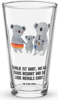 Produktbild von Mr. & Mrs. Panda Glas Koala Familie - Transparent - Geschenk, Cocktailglas, Wasserglas, Koalas, Bierglas, Papa, Mama, Saftglas, Muttertag, Tumbler