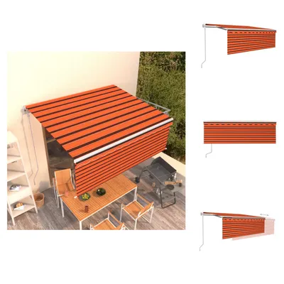 Produktbild von vidaXL Markise Automatisch Einziehbar mit Volant 4x3m Orange und Braun -  Markisen