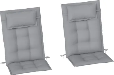 Zdjęcie produktu dla Zestaw 2 poduszek na leżaki, wodoodporne, 50 x 116 x 5 cm, jasnoszare, 180 g/m² poliester, miękkie wypełnienie bawełniane, pikowanie guzikowe, 6 pasków mocujących