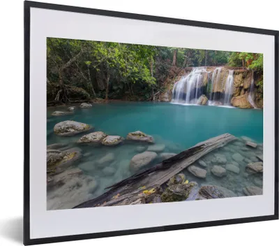 Produktbild von MuchoWow® MuchoWow® Gerahmtes Poster Wasserfälle im thailändischen Erawan-Nationalpark 40x30 cm - Poster mit zchwarzem Bilderrahmen - Bilderrahmen - Poster im Rahmen