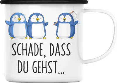 Produktbild von Trendation - Jobwechsel Emaille Tasse Geschenk Kollegin Kollege Abschied Lustig Abschiedsgeschenk Sprüche Neuer Job Schade Dass Du Gehst (Schwarz)