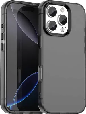 Image de Coque pour iPhone 16 Pro, coque fine semi-transparente matte anti-choc Noir