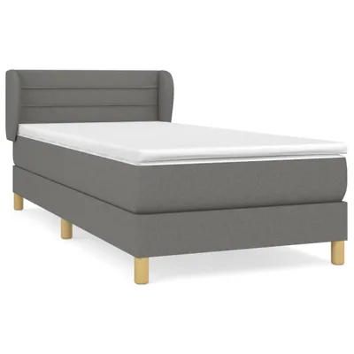 Image de vidaXL Lit boxspring avec matelas gris foncé 90x190 cm Tissu