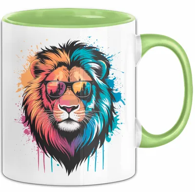 Produktbild von Löwe Mit Sonnenbrille Tasse Geschenk Lustige Geschenkidee Spruch (Grün)