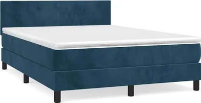 Obrázok produktu pre vidaXL Boxspring posteľ s matracom Dark Blue 140x190 cm Velvet
