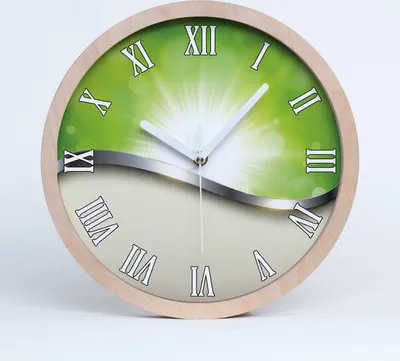 Produktbild von Holzuhr 25fi cm wanduhr - weiße Spitzen - grüne Abstraktion