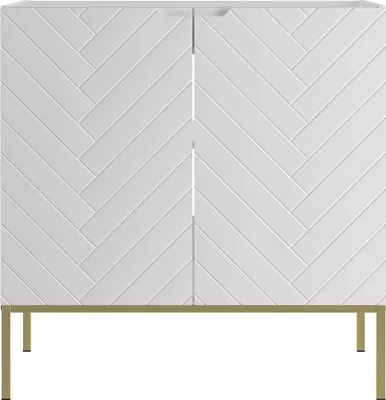 Produktbild von Waschbeckenunterschrank 80 cm breit in weiß matt mit gefräster Front ANGERA-140