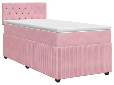 Obrázek produktu pro Postel boxspring s matrací s čelo Růžová 80 x 200 cm Samet