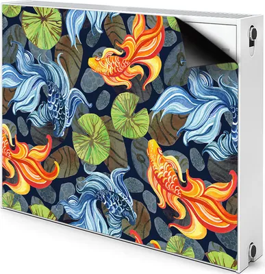 Produktbild von Magnet Heizkörperverkleidung Heizkörper-Abdeckung Heizung Heizkörper 90x60 cm  - Goldener Fisch