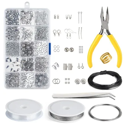 Image de TRANKIELO® - Kit de création de bijoux pour débutants - Inclut des outils, une boîte à bijoux et des accessoires