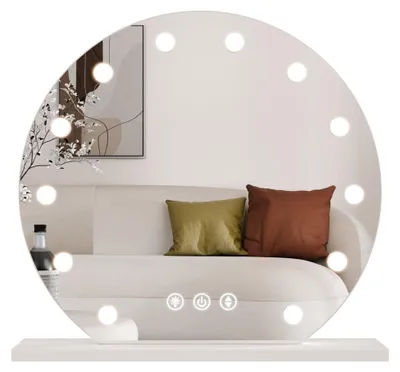 Produktbild von SensaHome Hollywood-Spiegel mit Beleuchtung – 3 Positionen – 2700 K/4500 K/6400 K – Kosmetikspiegel – verstellbares Licht – 60 cm – Weiß