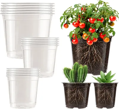 Obrázek produktu pro 15 kusů průhledných květináčů pro rostliny, 9/10/13 cm květináče z plastu, podstavce pod orchideje, průhledné květináče, sadbovače